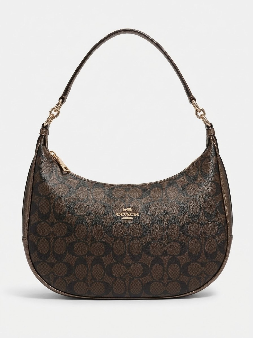 COACH Brown Signature Teri Hobo Shoulder Bag